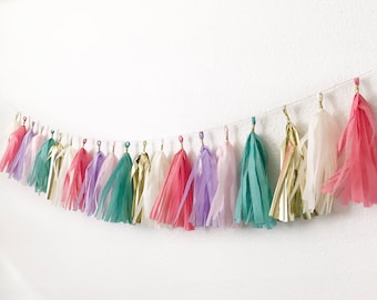 Tassel Garland | Tassel Banner | Pink and Purple Party Decor | Teal Party Decor | Pink, Purple, Teal, and Gold Tassel Banner | Coral Party