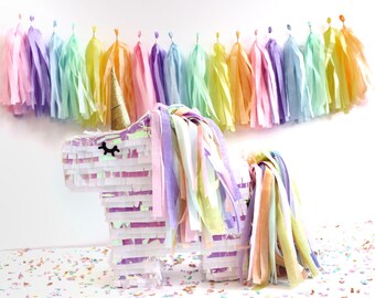 Tassel Garland | Tassel Banner | Rainbow Tassel Garland | Rainbow Party Decor | Unicorn Tassel Garland | Unicorn Party Decor | Pastel Rainbo