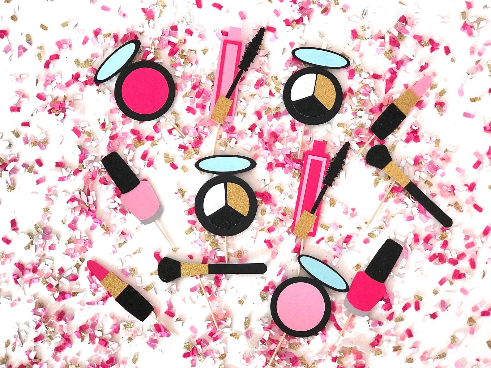 Makeup Cupcake Toppers Makeup Cupcake Picks Lipstick Etsy