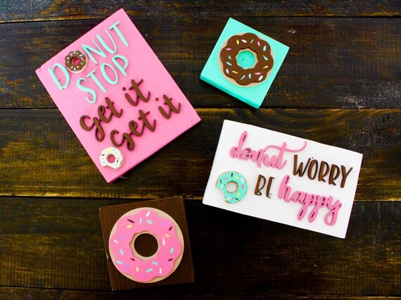 Donut Decor | Donut Tiered Tray Signs | Tiered Tray Decor | Tiered Tray Signs | Small Wood Sign | Mini Wood Sign | Shelf Sitter | Coffee Bar Il_570xn