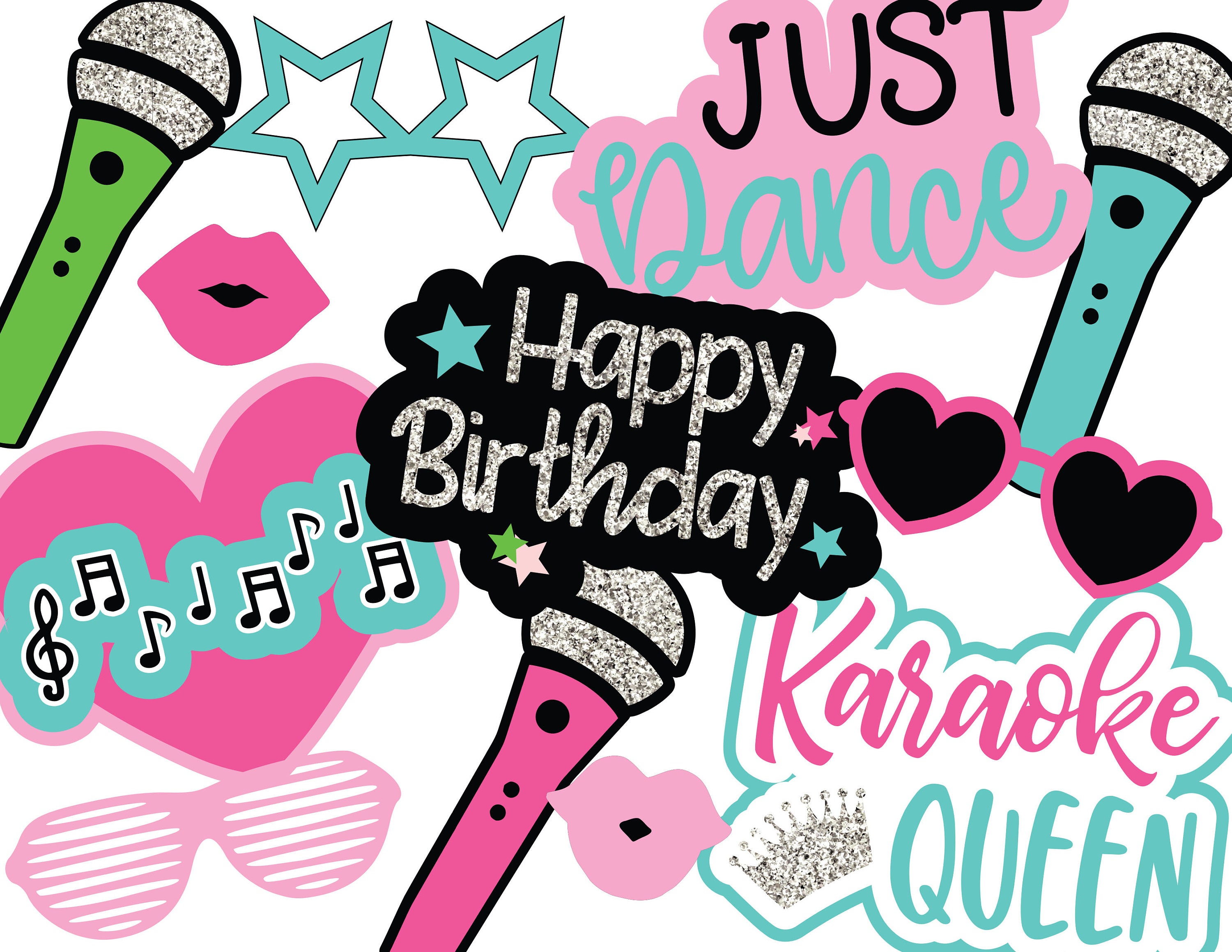 Karaoke Printable Party Photo Booth Props Dance Party Etsy