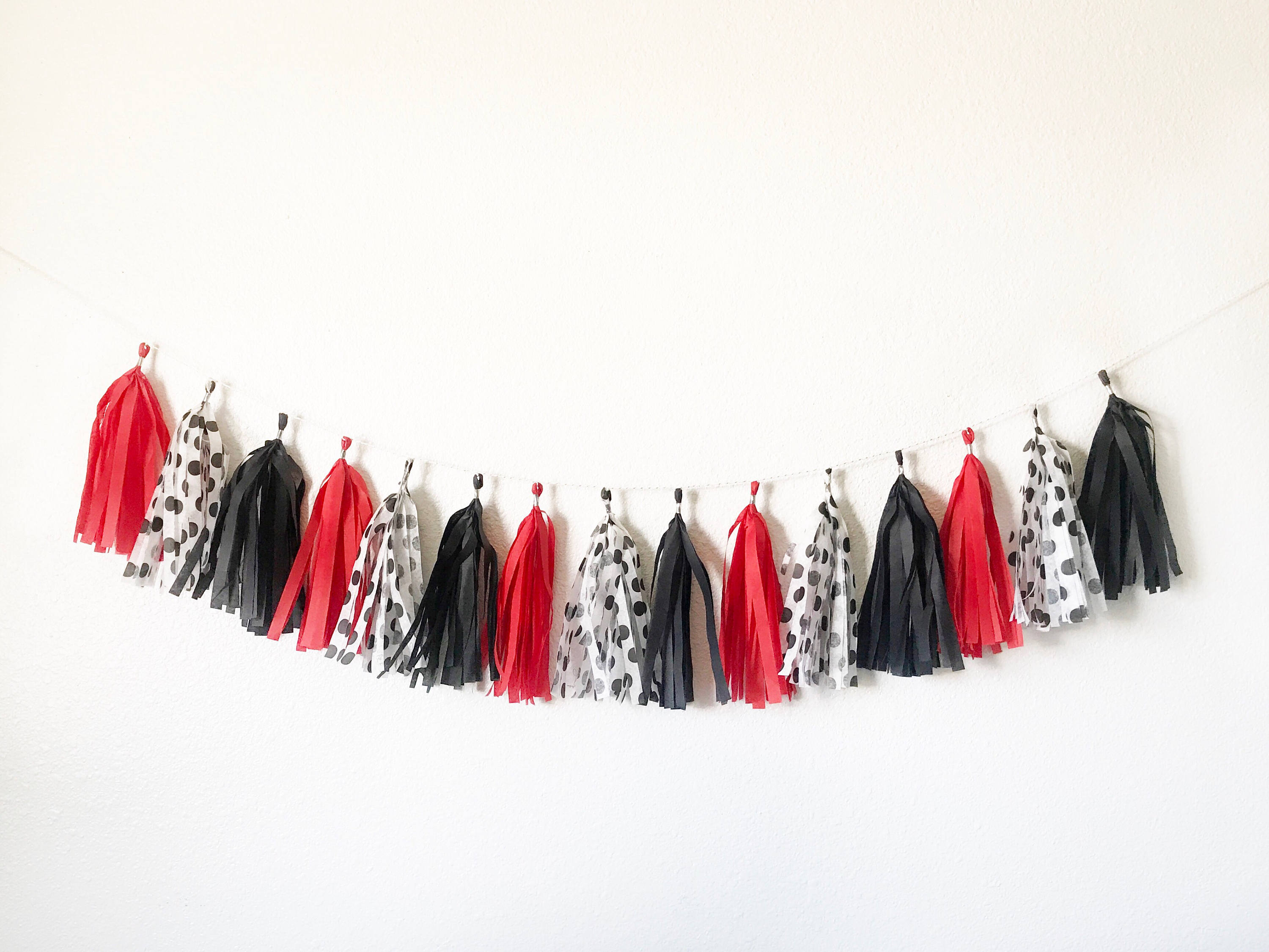 Tassel Garland Tassel Banner Red Black and White Polka Etsy