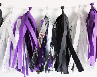 Tassel Garland | Tassel Banner | Purple and silver Tassel Garland | Purple and Silver Party Decor | Purple | Violet | Lavendar | silver | Pa