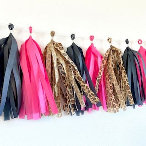 Tassel Garland Leopard Print Decorations Cheetah Print Decorations Pink and Leopard Party image 2