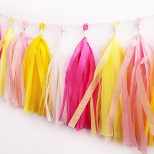 Sunshine Tassel Garland Lemonade Tassel Garland Tassel Banner pink and yellow Tassel Garland pink and yellow Party Decor Lemon image 3