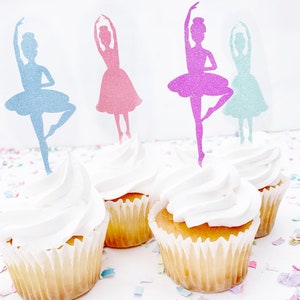 Glitter Ballerina Cupcake Toppers | Nutcracker Party Decor | Sugarplum Party | Winter Wonderland | Pastel Christmas Party Decor | Christmas