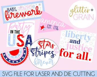 4th of July Tiered Tray Sign File | Americana SVG | Americana Tiered Tray Signs | Independence Day Tiered Tray Signs | 4th of July Cut File