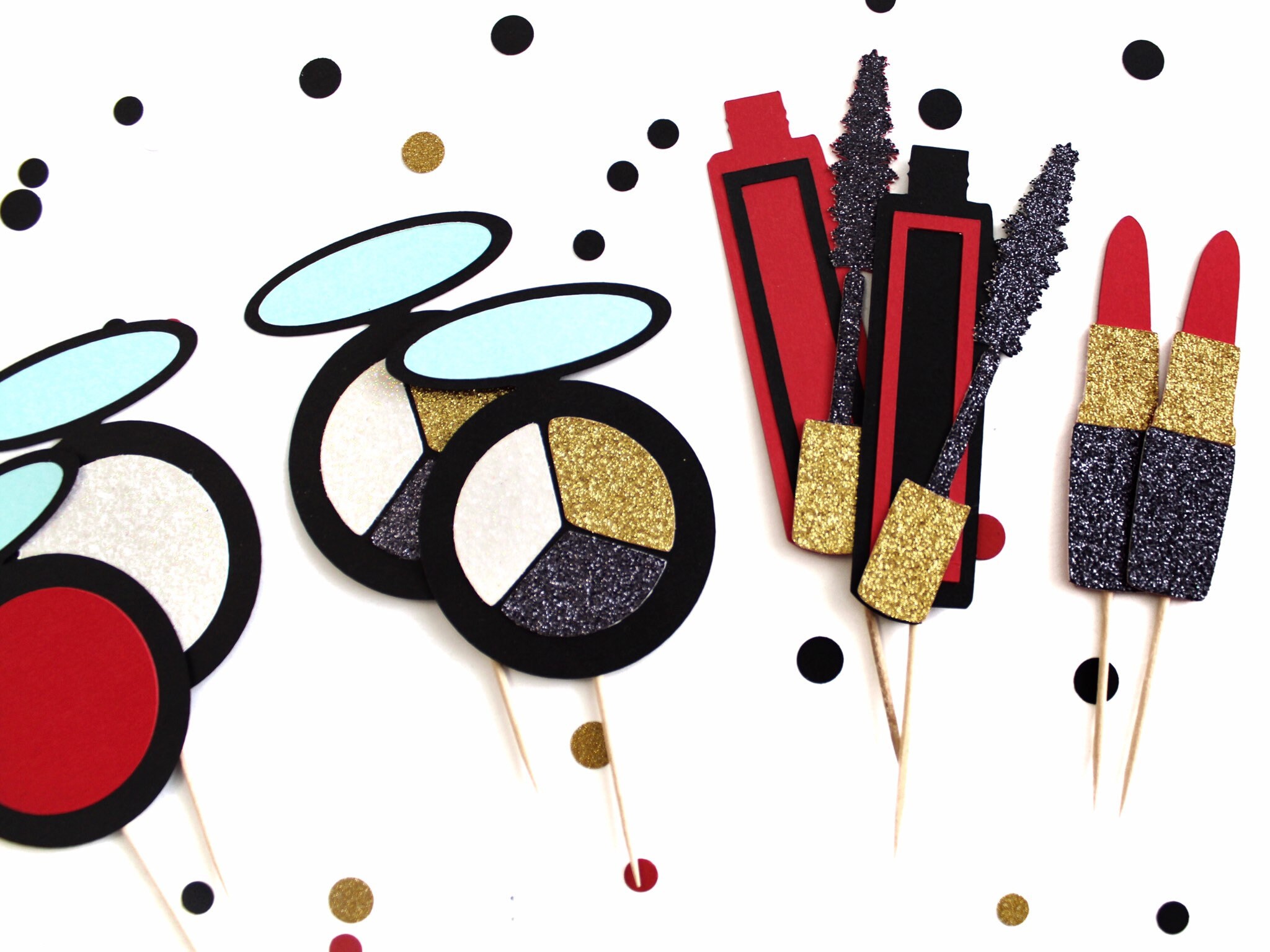 Makeup Cupcake Toppers Makeup Cupcake Picks Lipstick Etsy