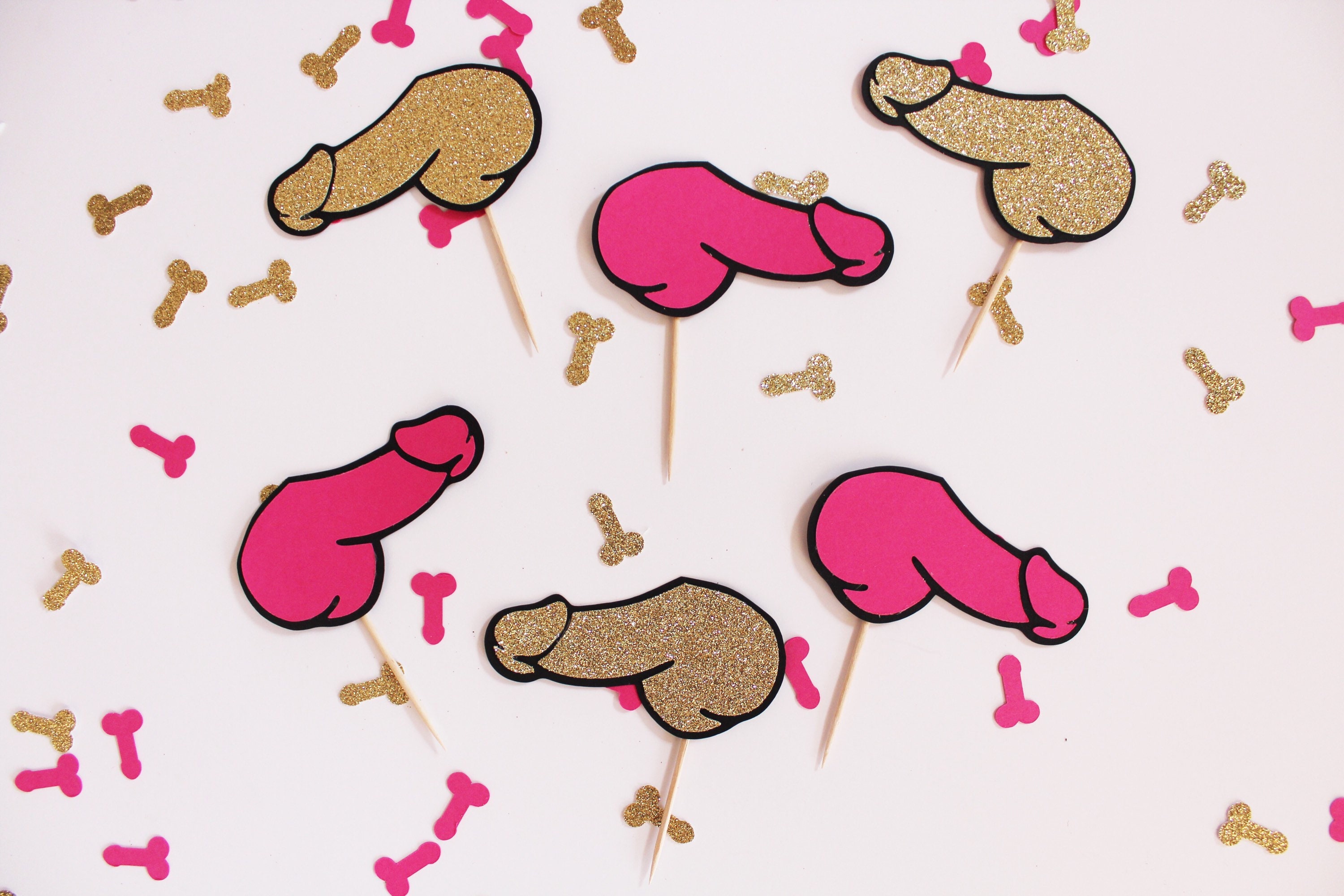 Penis Cupcake Toppers Bachelorette Party Cupcake Toppers | Etsy