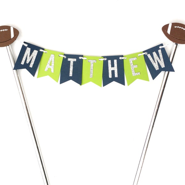 Football Cake Topper | Team Colors Football Party Decor | Football Birthday | Football Theme Party | Sports Party Cake | Seattle Football