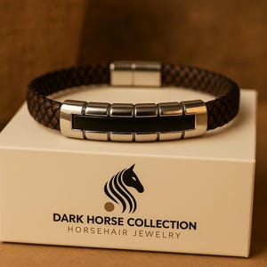 Thick Braided Leather Men&#39;s Bracelet- Stainless Steel Slider- Western Style Bracelet- Leather Bracelet for Men-Stainless Steel Bracelet