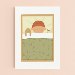 Ansichtkaart baby met knuffelkonijn
