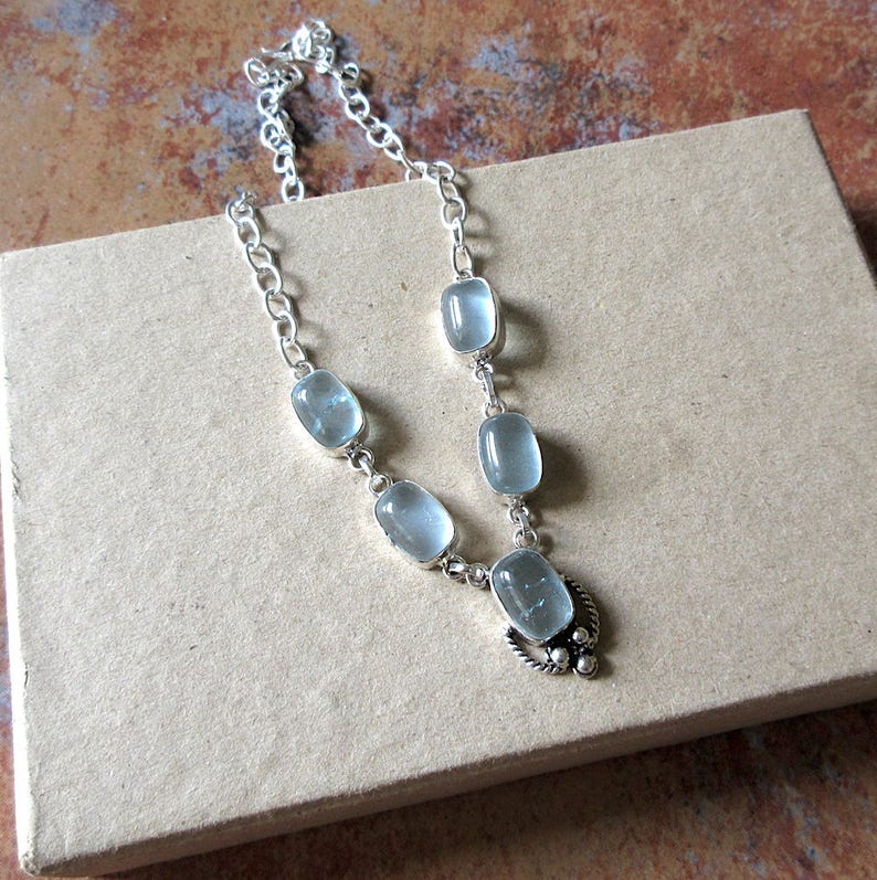 Blue Stone Delicate NecklaceGemstone Necklace Silver Necklace Everyday Wear Minimalistic Jewelry GN208