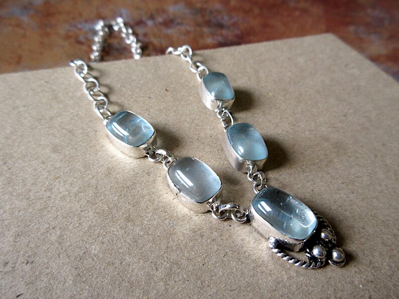 Blue Stone Delicate NecklaceGemstone Necklace Silver Necklace Everyday Wear Minimalistic Jewelry GN208