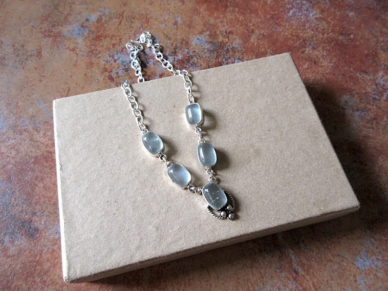 Blue Stone Delicate NecklaceGemstone Necklace Silver Necklace Everyday Wear Minimalistic Jewelry GN208