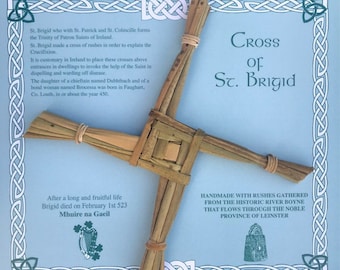 St Brigid's Cross Handcrafted in Ireland. With Free Complimentary Irish Blessing Bookmark With Every Order.