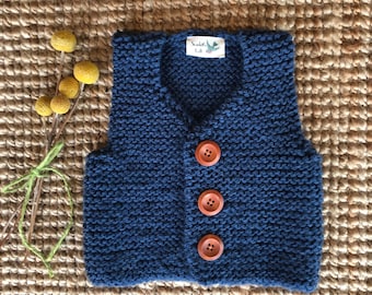 Gorgeous baby vest in Navy. Handmade in Australia.