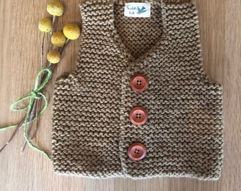 Gorgeous baby vest in Cacao. Handmade in Australia.