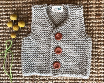 Gorgeous baby vest in Fawn. Handmade in Australia.