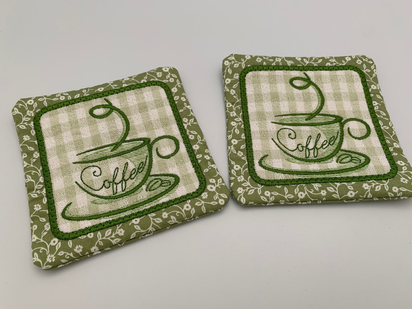 Green - Handmade Cotton Coasters (Set of 2) 29