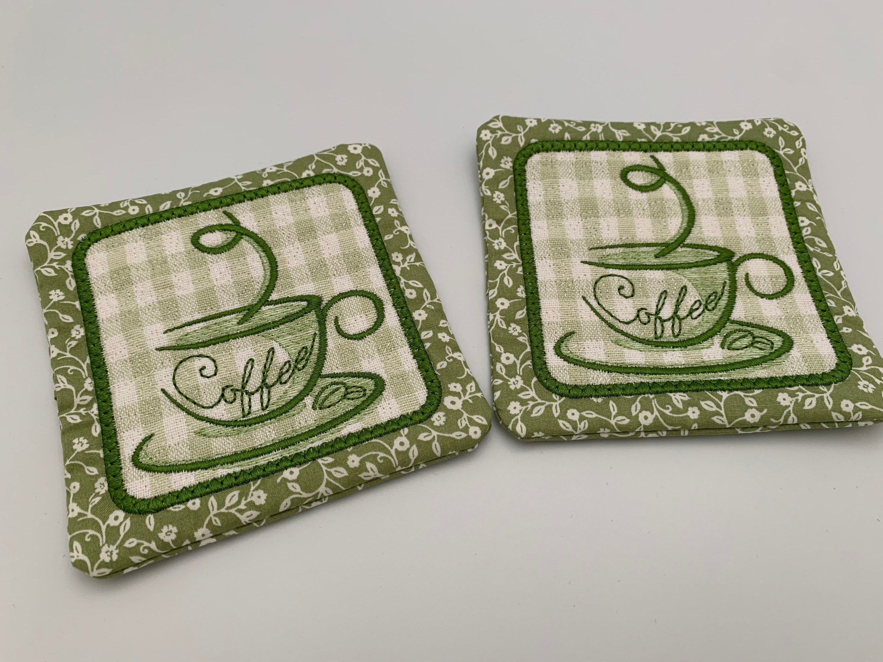 Green - Handmade Cotton Coasters (Set of 2) 63