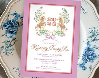 Invitación para fiesta imprimible / Fiesta del Derby de Kentucky / Escudo Palomino
