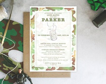 PRINTABLE Birthday Party Invitation | Camouflage Birthday | Military Party | Army Soldier