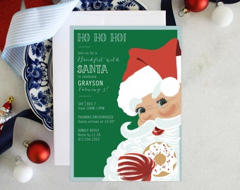 PRINTABLE Holiday Party Invitation | Breakfast with Santa | Vintage | Classic Christmas | Birthday | Fundraiser
