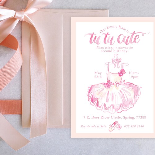 PRINTABLE Birthday Party Invitation Tutu Cute Ballerina Etsy