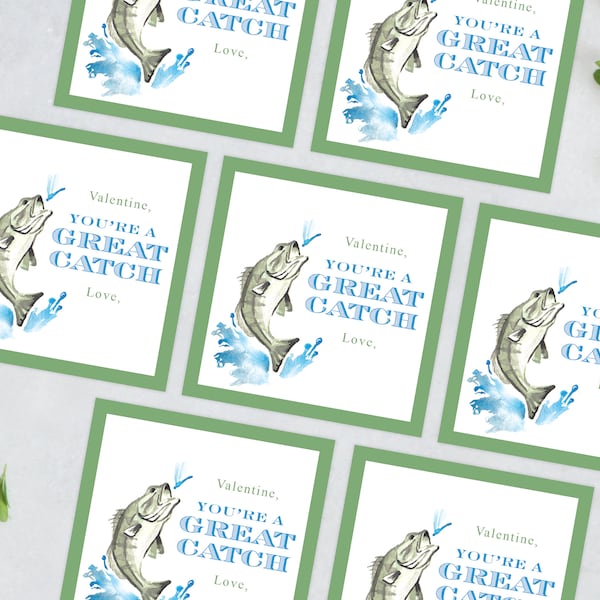 PRINTABLE Valentine Card | Digital Download | Fish | You're a Great Catch