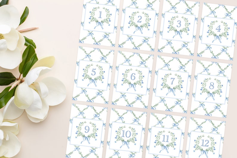 PRINTABLE Baby Monthly Milestone Cards | Blue Bow Trellis | Memorable ...