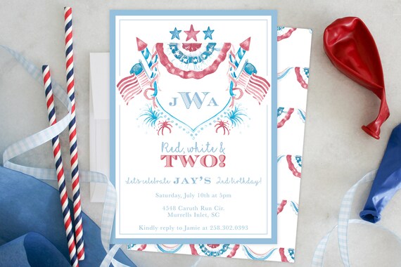 PRINTABLE Birthday Party Invitation Second Birthday Red - Etsy