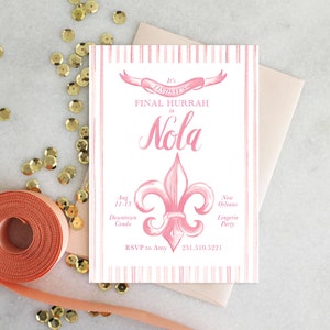 PRINTABLE Bachelorette Party Invitation | New Orleans | fleur de lis | Striped Soire