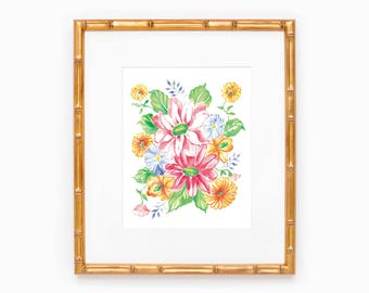 Lámina artística para el hogar / Acuarela / Flores soleadas
