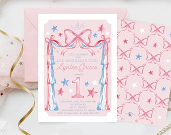 Invitación de fiesta de cumpleaños imprimible / All American Girl