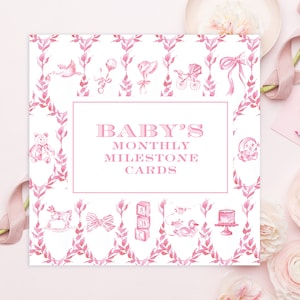 PRINTABLE Baby Monthly Milestone Cards | Preppy Baby | Traditional | Southern | Girl