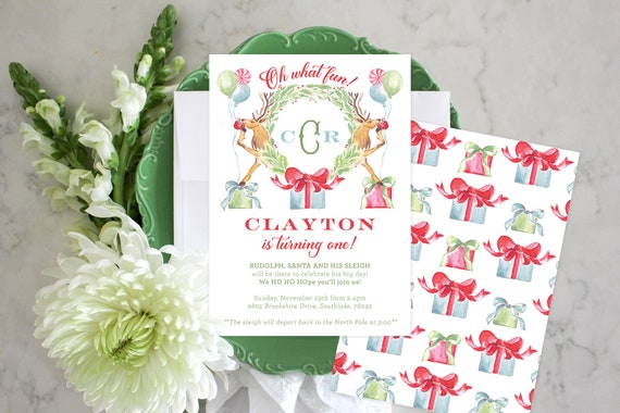 PRINTABLE Birthday Party Invitation Christmas Santa's | Etsy