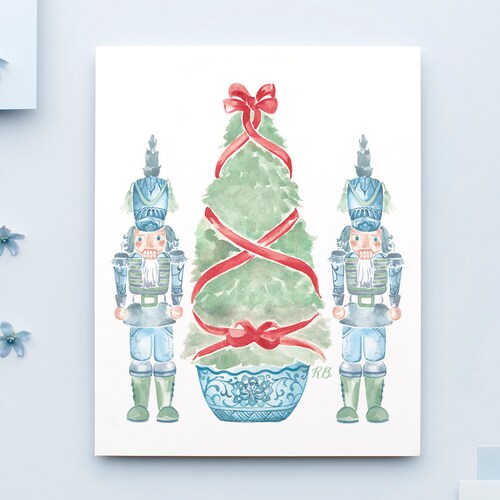 PRINTABLE Chinoiserie Nutcrackers Christmas Tree Red Bow - Etsy