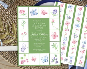 Invitación imprimible para baby shower / fiesta de graduación en el jardín
