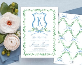 Invitación imprimible para baby shower de niño / Niño azul