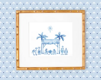 PRINTABLE Holiday Nativity Scene | Blue and White Forever | Christmas Print