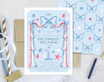 Invitación de fiesta de cumpleaños imprimible / All American Boy