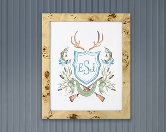 PRINTABLE Semi-Custom Crest | Sportsman | Outdoors | Hunting & Fishing | Monogram
