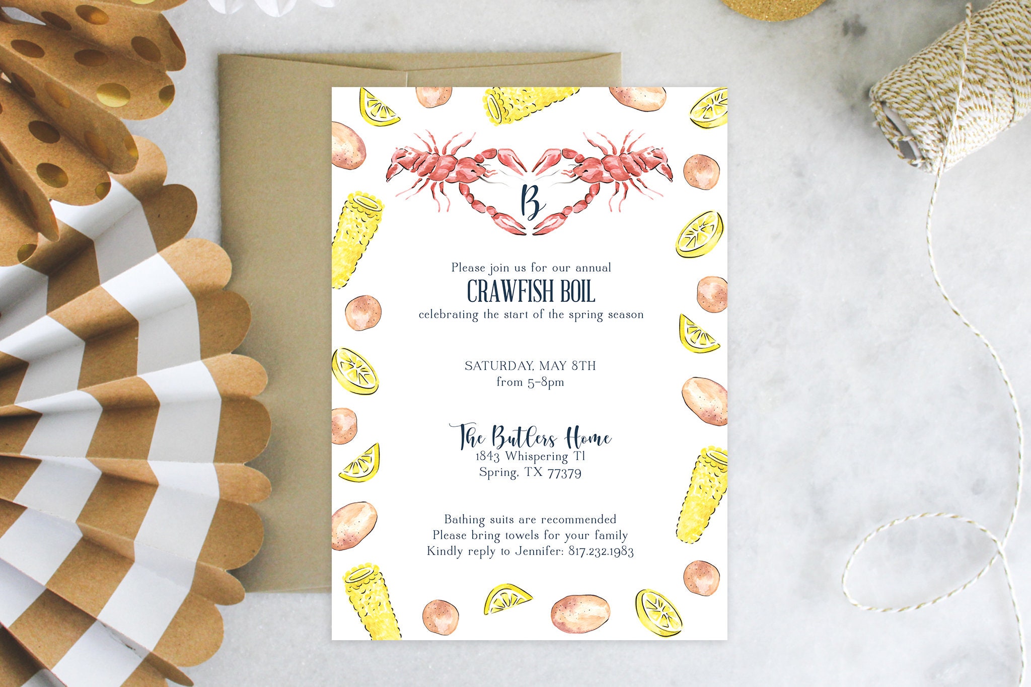 Printable Shower Invitation Crawfish Boil Engagement Party Couples Shower Sip See Backyard Bash