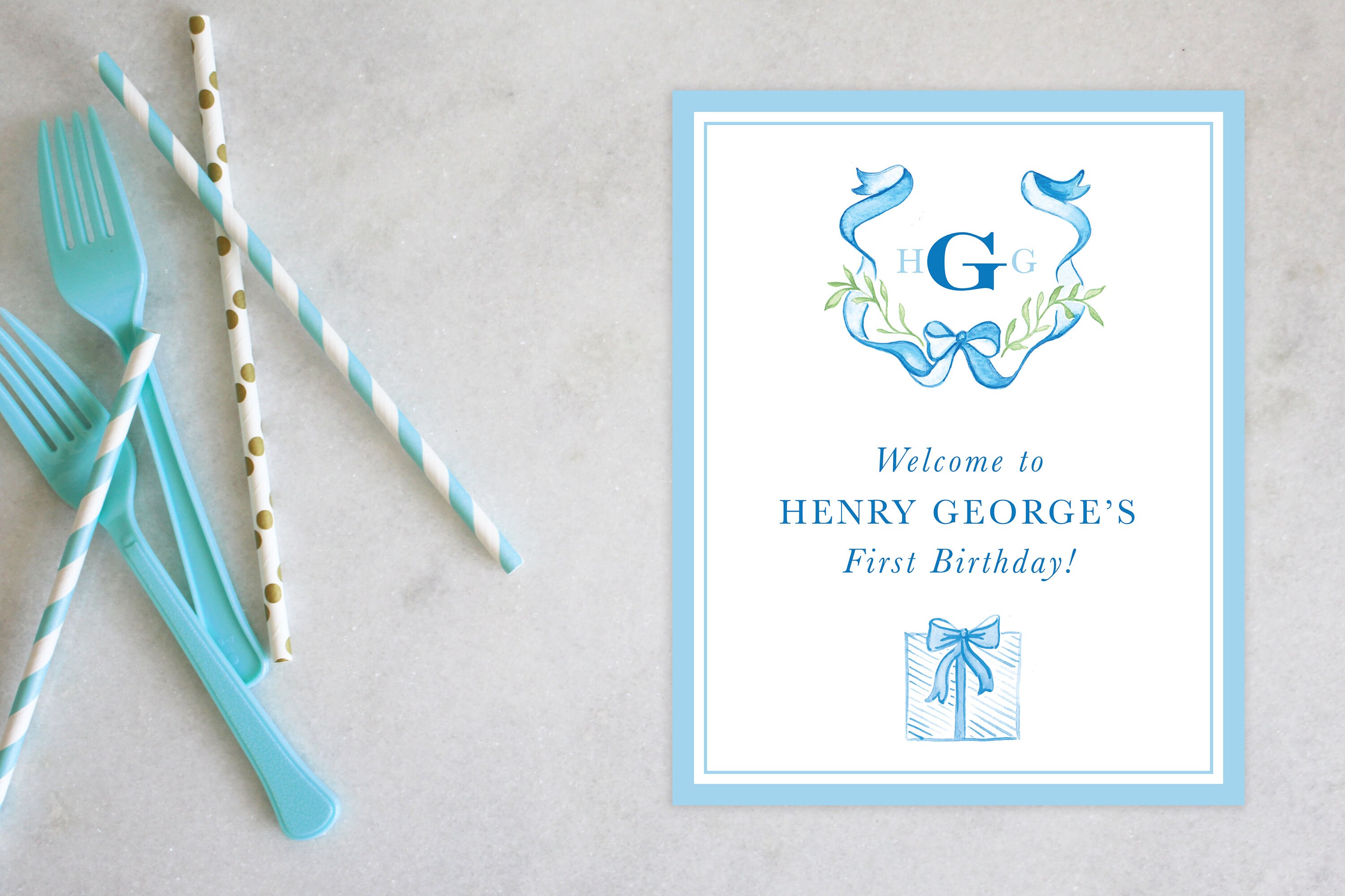 PRINTABLE Birthday Party Invitation Monogrammed Crest