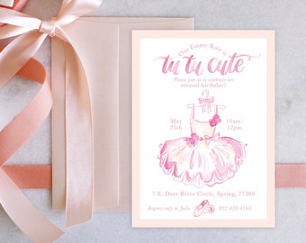 PRINTABLE Birthday Party Invitation | TuTu Cute | Ballerina Birthday | Second Birthday