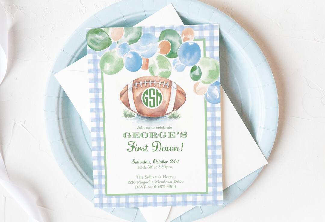 PRINTABLE Birthday Party Invitation Bundle | First Down | 1st Birthday ...