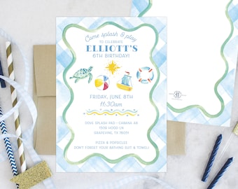 PRINTABLE Birthday Party Invitation | Summer Splash | Pool Party | Let&#39;s have a Ball!