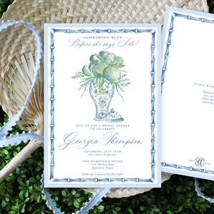 PRINTABLE Bridal Shower Invitation | Something Blue | Chinoiserie Hydrangeas