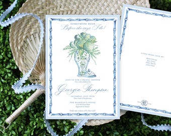 Invitación para despedida de soltera IMPRIMIBLE / Algo azul / Hortensias estilo chinoiserie